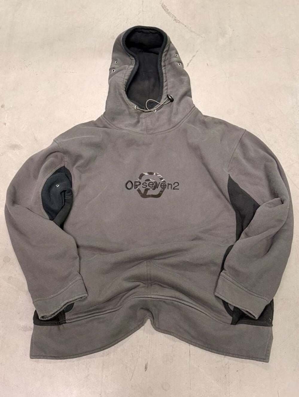 Vintage Ocean Pacific OPseven2 Two-Tone Grey and Black Hoodie Size L